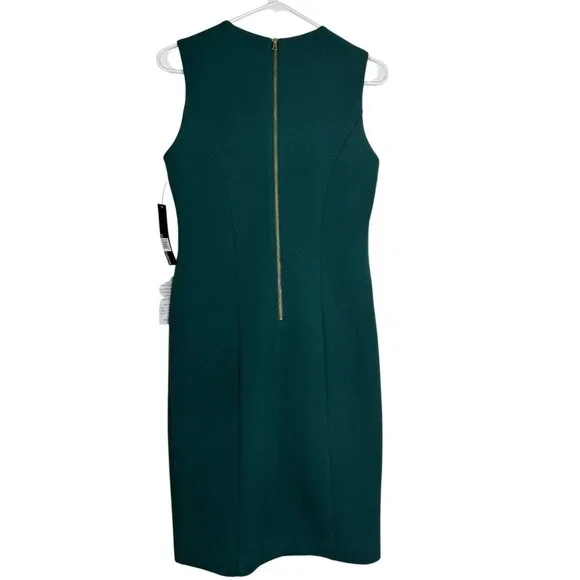 Maggy London Womens  Size 2 Crew Neck Sleeveless Sheat Dress Green NWT - Picture 2 of 13